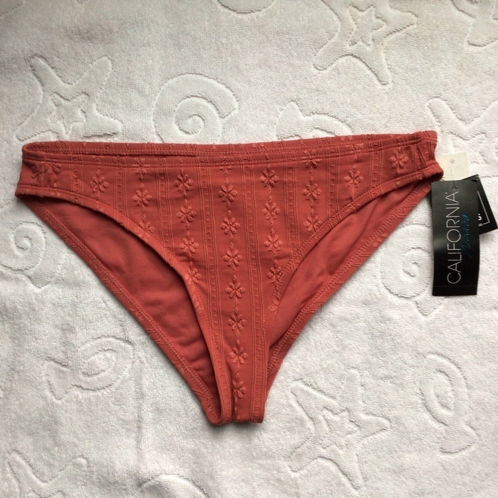 California Waves Coral Floral Bikini Bottom - Size Medium